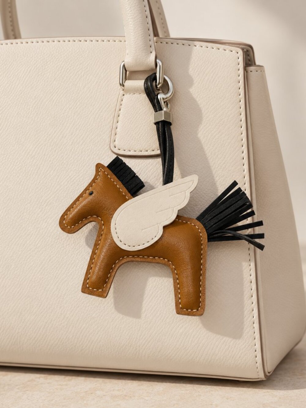 Equestrian Winged Horse Pegasus & H Bag Charm Keychain Set 0894